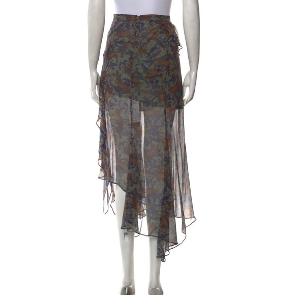 Veronica Beard XL Silk Paisley Print Tiered Asymmetrical Midi Skirt Women's $548 - Picture 7 of 13